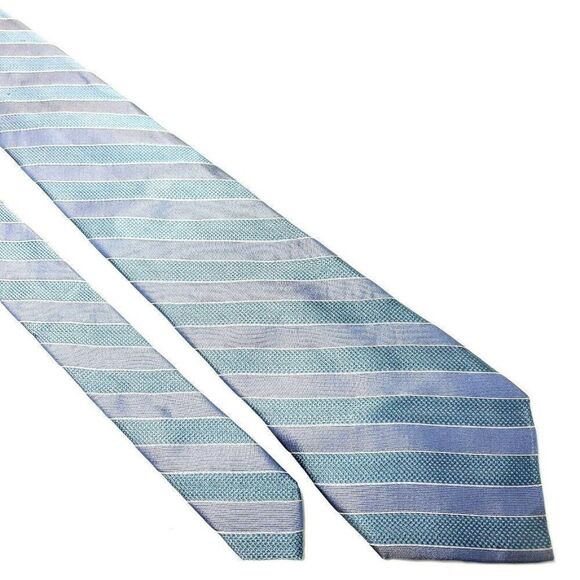 Calvin Klein Silk‎ Tie Woven Striped Blue Purple - Picture 1 of 6
